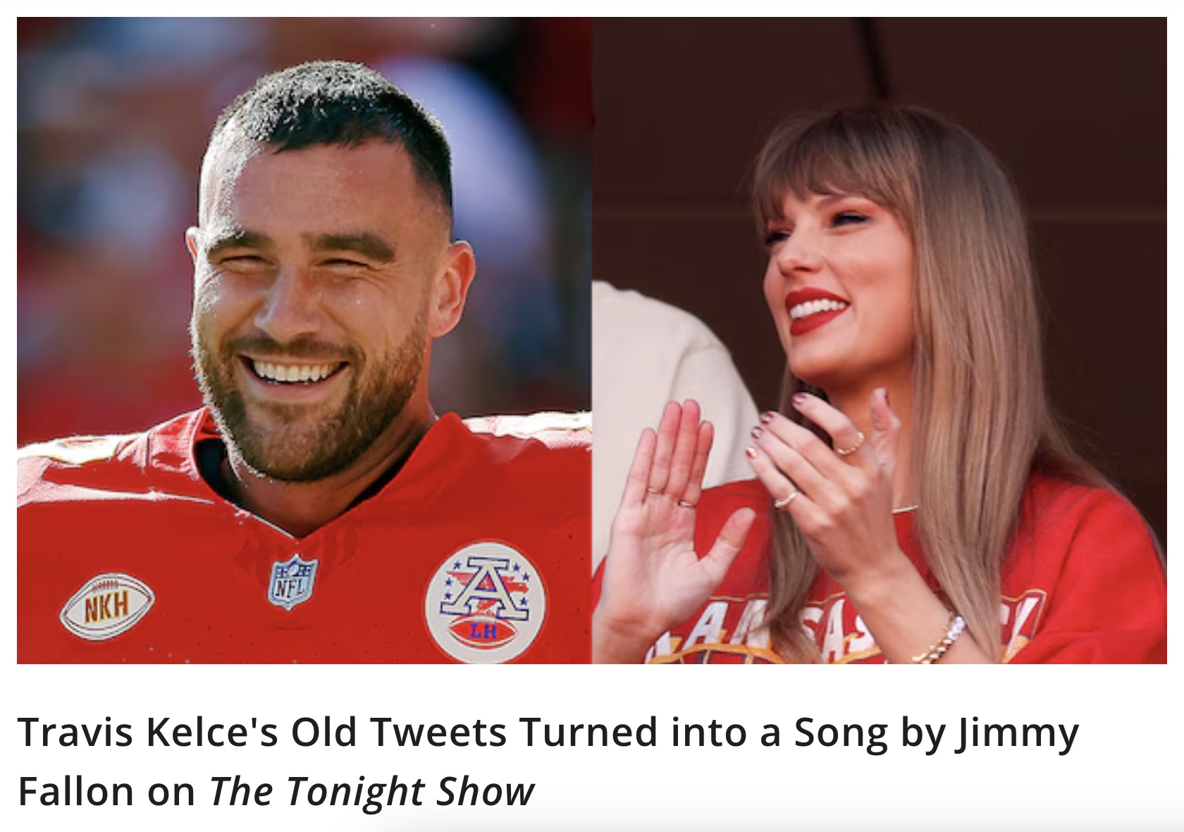 taylor swift travis kelce relationship - Nkh Nfl A Asa Y Travis Kelce's Old Tweets Turned into a Song by Jimmy Fallon on The Tonight Show